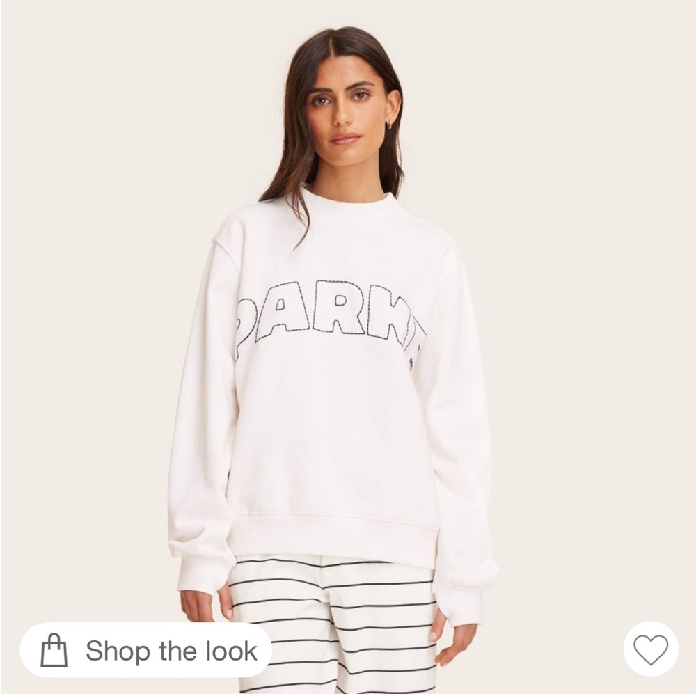 Parker White Logo Sweatshirt - Relaxed Crewneck XXS/XS